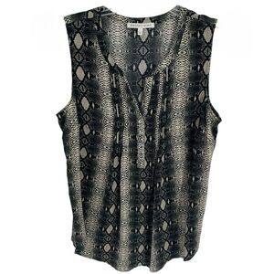 Daniel Rainn Women’s Snakeskin Print sleeveless top size large Black Gray Tan